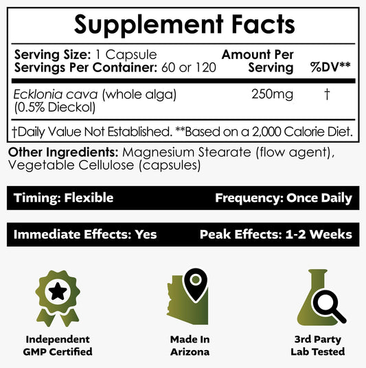 Nootropics Depot Ecklonia Cava label emphasizes natural, sustainably sourced seaweed extract.