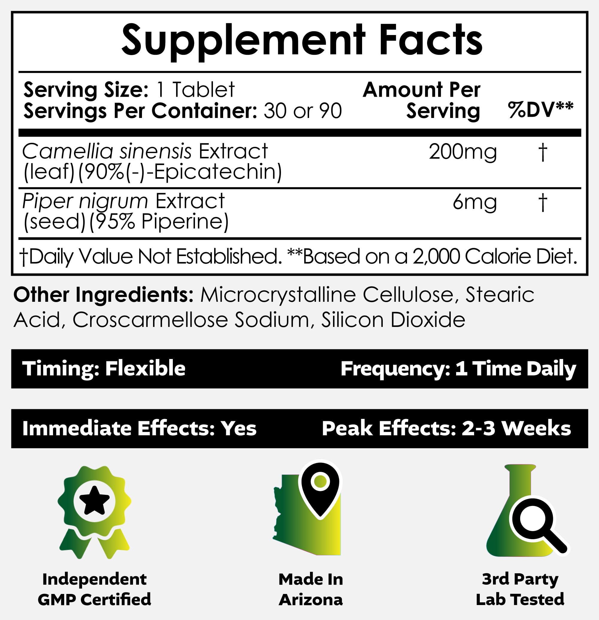 Nootropics Depot Epicatechin tablets capsules closeup shows smooth, evenly dosed servings for workouts.