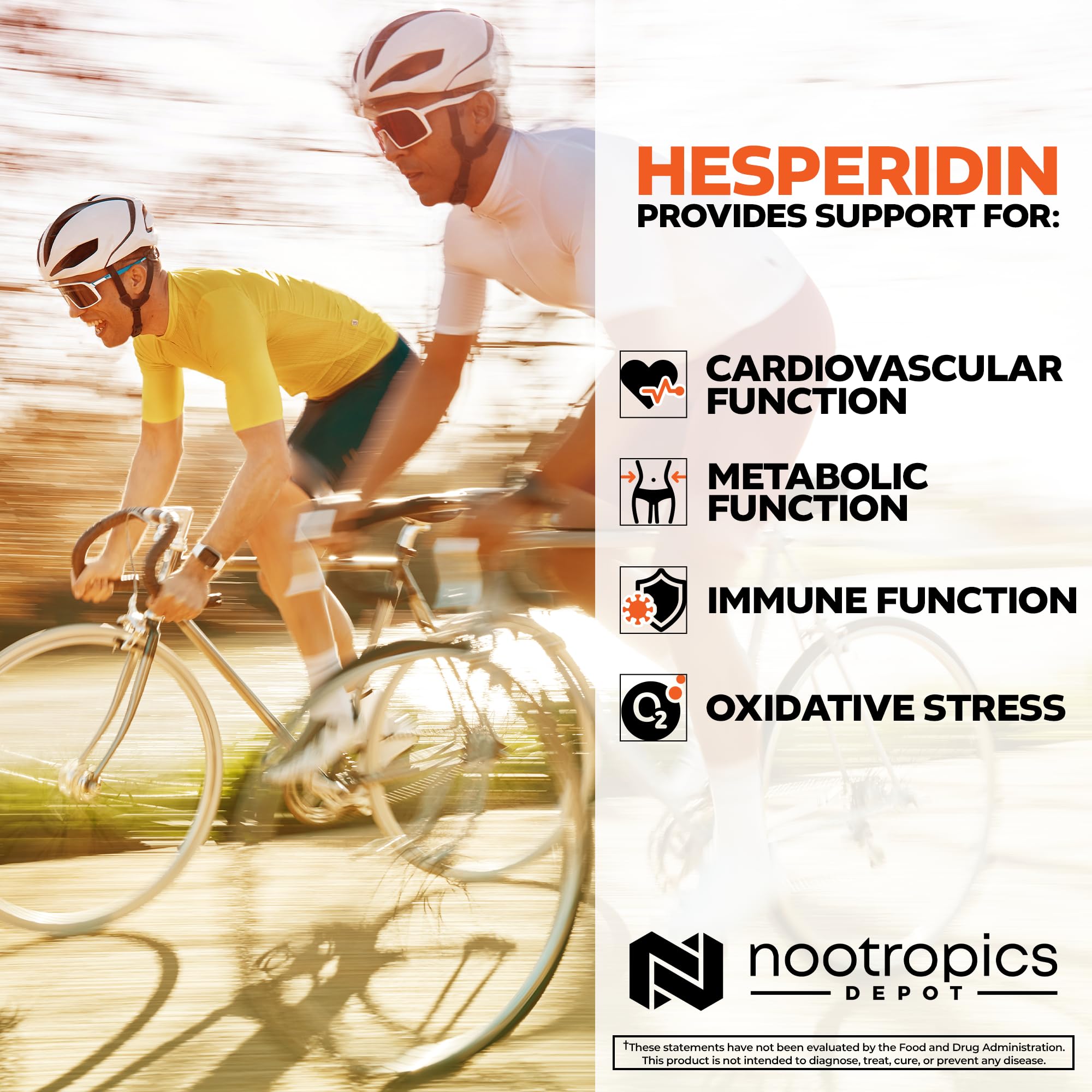 Nootropics Depot hesperidin capsules label close-up noting 90% citrus extract for potency.