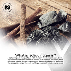 Licorice root source illustration emphasizes botanical origin of formulation.
