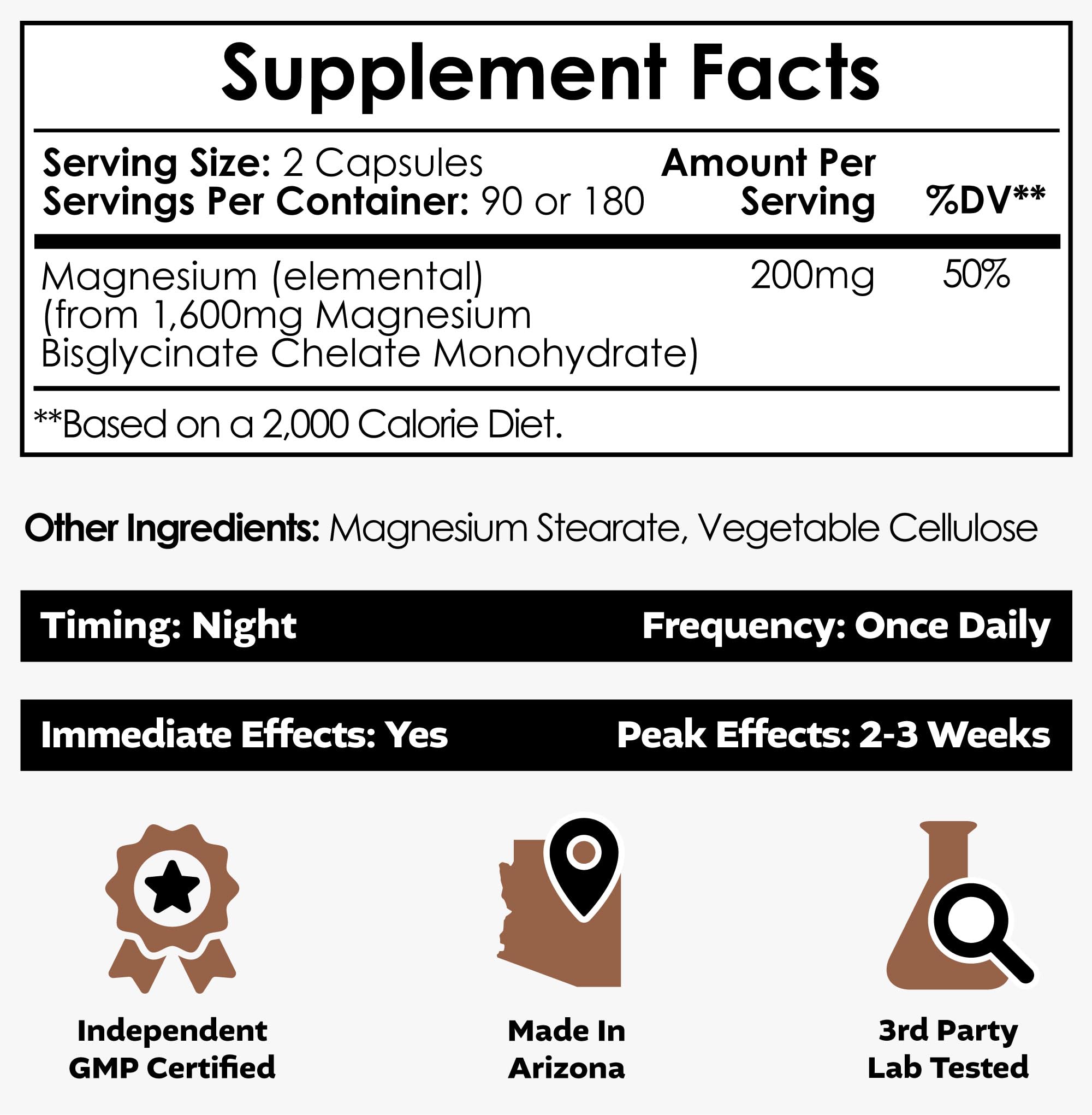 Nootropics Depot Magnesium Glycinate Capsules 180 Count label highlights chelated mineral advantages.