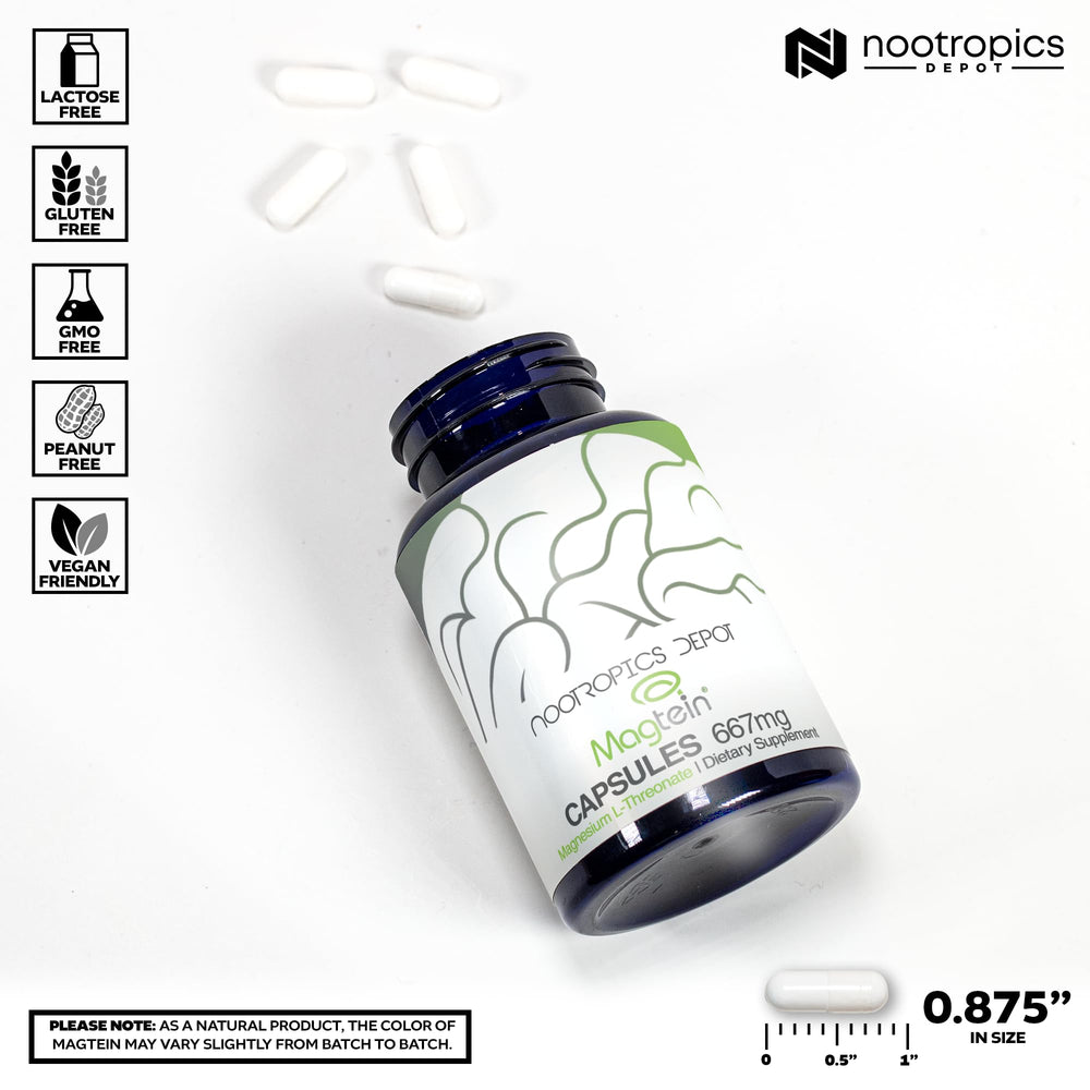 Magtein bottle pour by Nootropics Depot for easy daily dosing