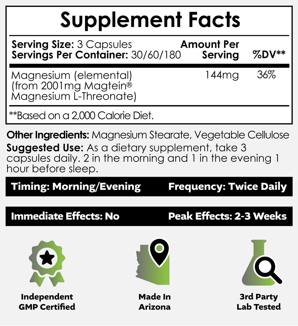 Closeup of Nootropics Depot Magtein capsules for cognitive support