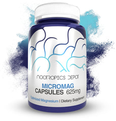 Nootropics Depot MicroMag bottle front with 90 capsules for daily magnesium