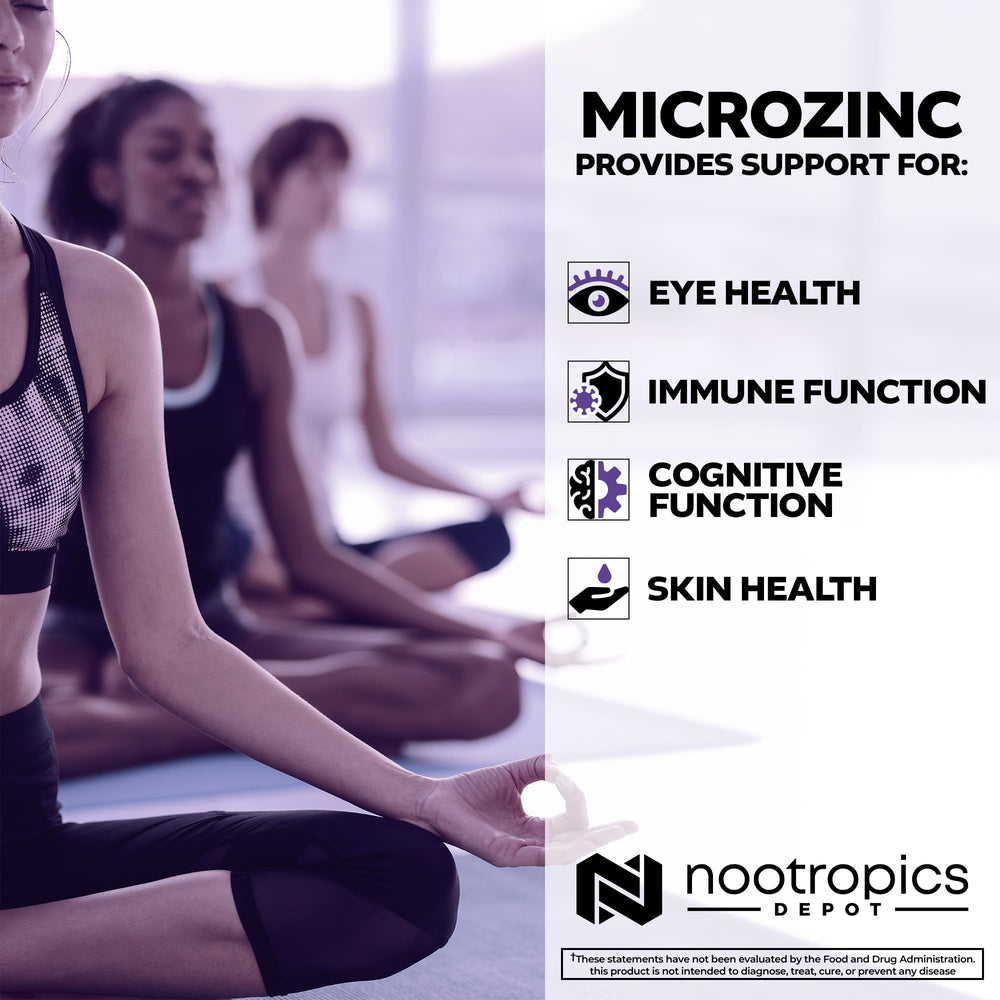 Nootropics Depot MicroZinc capsules packaging with daily zinc dosage
