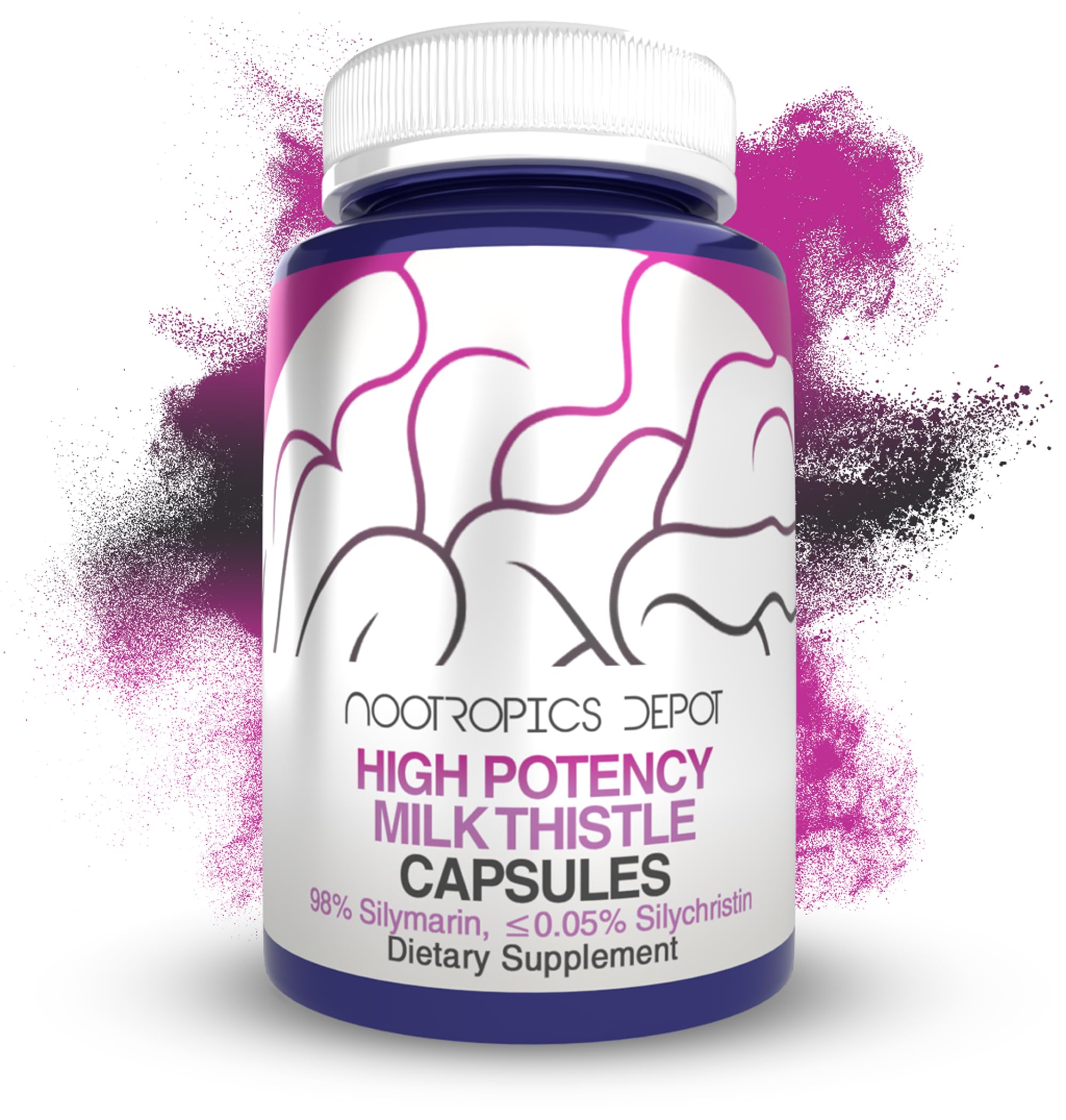 Nootropics Depot milk thistle extract capsules bottle for daily liver support