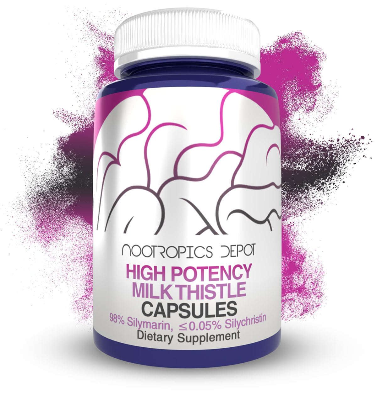 Nootropics Depot milk thistle extract capsules bottle for daily liver support
