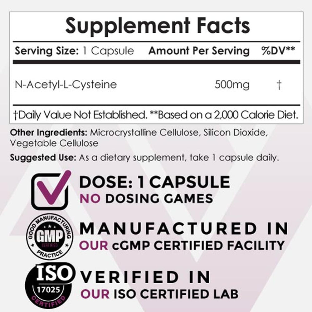 NAC capsules 500 mg pour shows easy daily dosing.