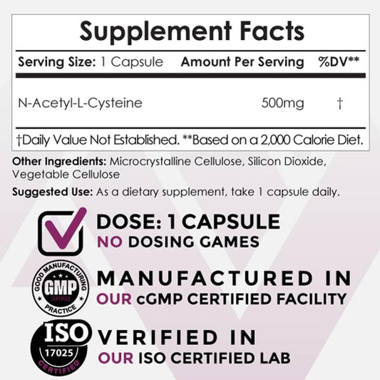 NAC capsules 500 mg pour shows easy daily dosing.