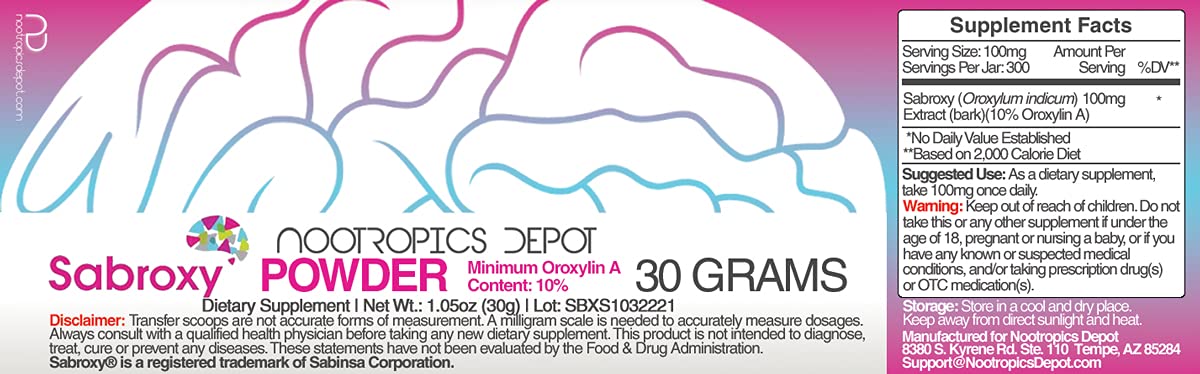 Nootropics Depot Sabroxy Oroxylin-A pour enables easy dosing and cognitive support.