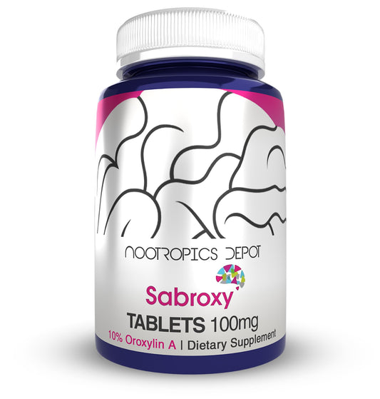 Nootropics Depot Sabroxy tablets front view with 100 mg focus support