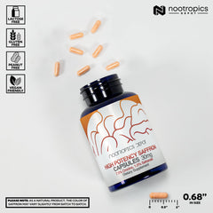 Nootropics Depot saffron extract capsules in hand ready for daily use