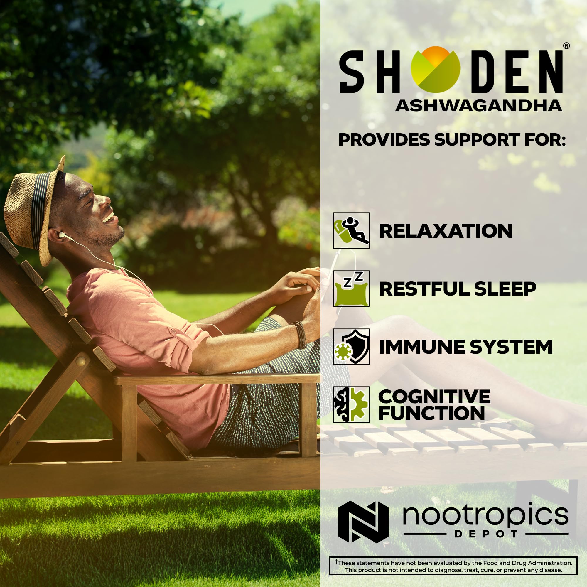 Nootropics Depot Shoden Ashwagandha capsules pack shot showcasing convenient 90-count supply