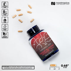 Tongkat Ali capsules from Nootropics Depot in clear view, convenient daily energy support.
