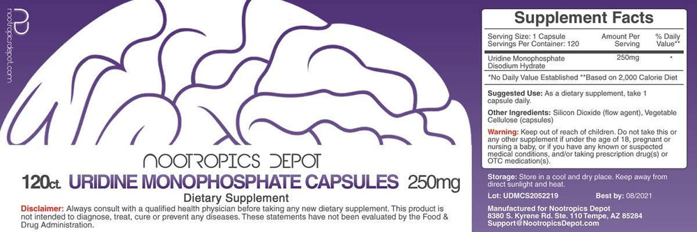 Nootropics Depot Uridine Monophosphate Capsules capsules-closeup highlighting high-quality neural support