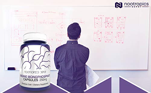 Nootropics Depot Uridine Monophosphate Capsules packaging-view showcasing convenient bottle with 120 capsules