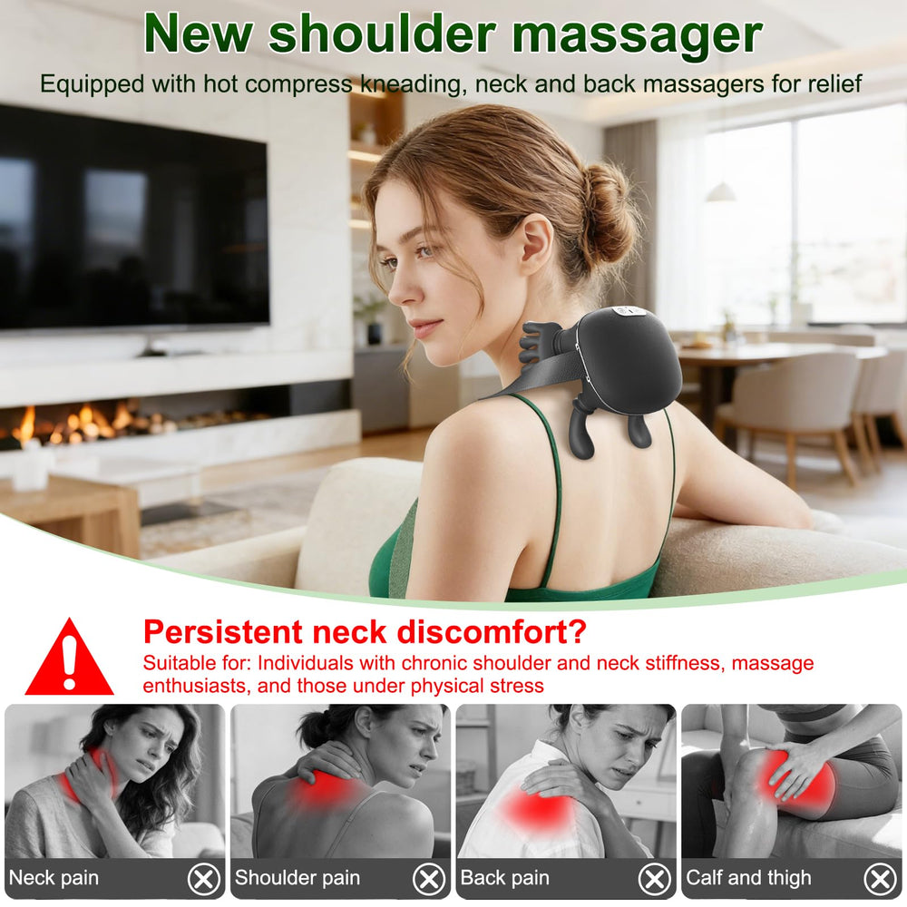 Nooydio neck massager heat function provides warm, soothing therapy on demand.