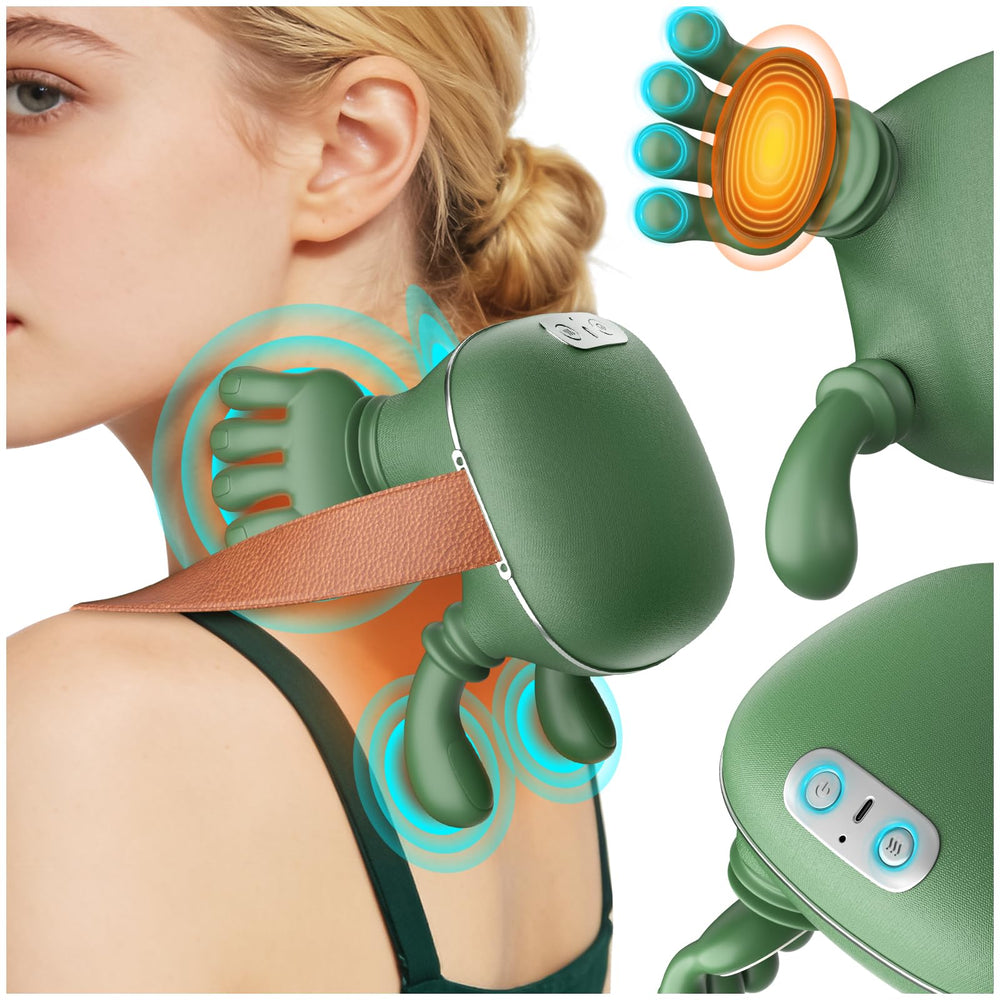 Nooydio neck massager worn on the neck delivering targeted relief during work.
