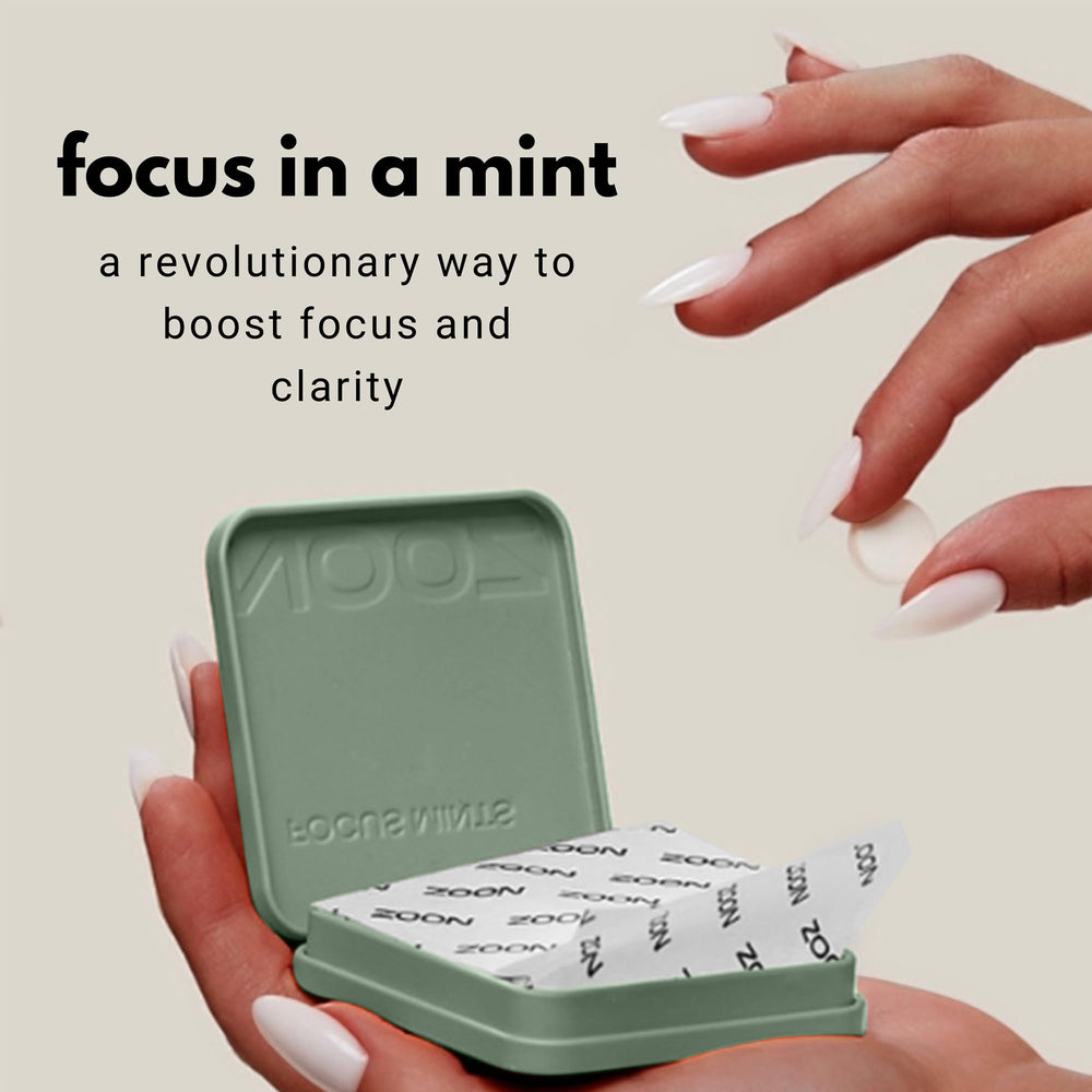 NOOZ Focus Mints refill bag shown for convenient travel and daily use.