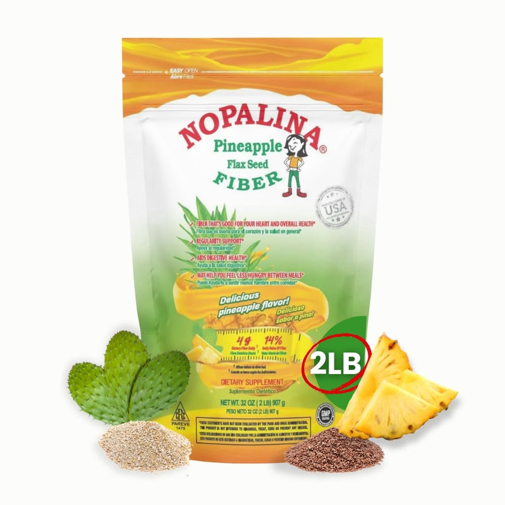 Nopalina Fiber Formula pineapple bag: convenient daily fiber support for regularity