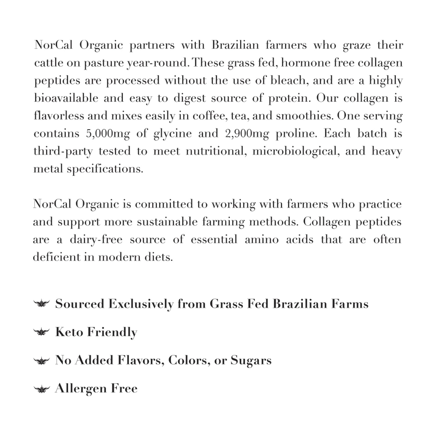NorCal Hydrolyzed Collagen Peptides US GMP badge signaling safety and quality.