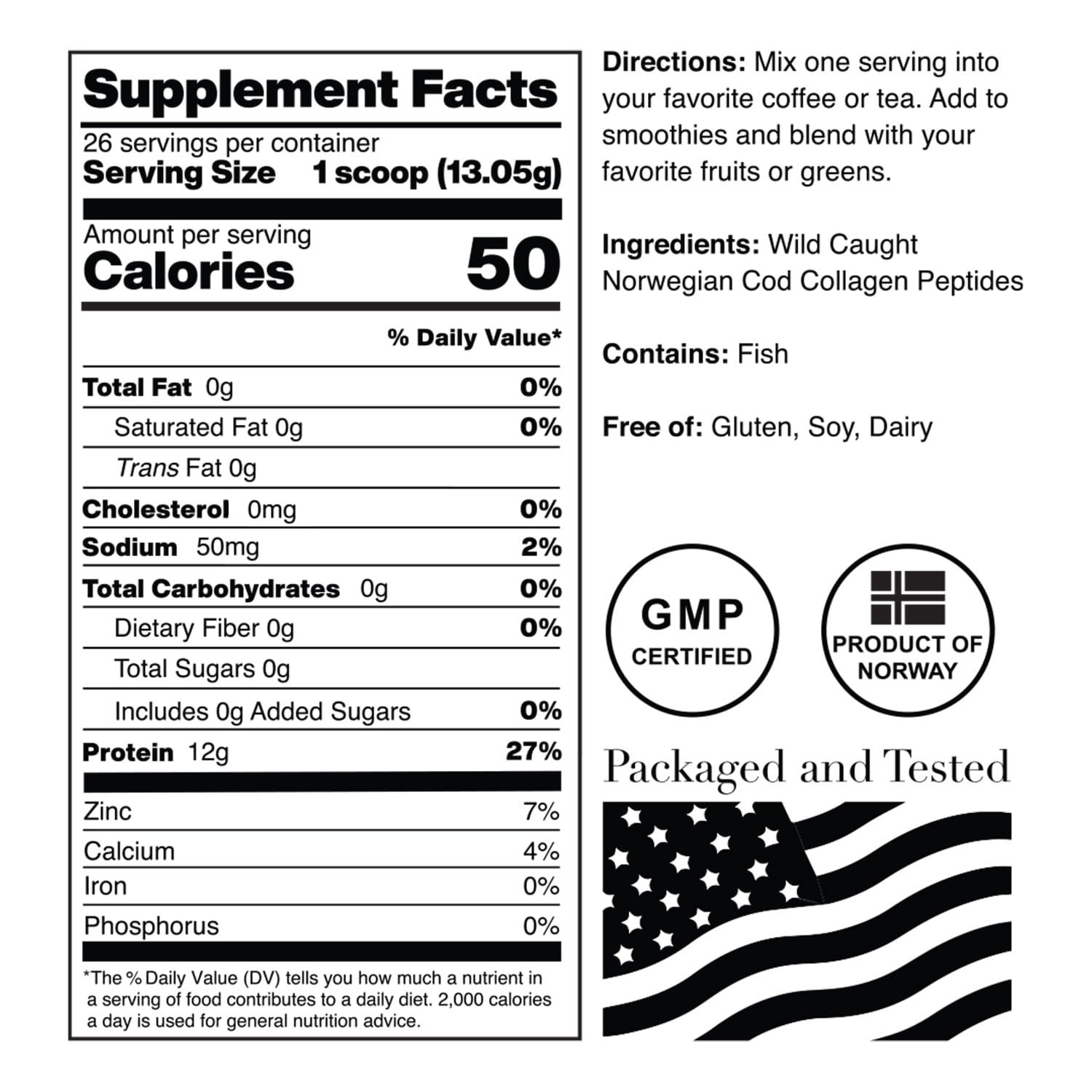 Nutrition facts label showing 12g protein per serving for transparency.