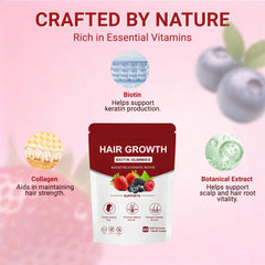 Norce Sactor Lumin hair gummies label; vegan, non-GMO, gluten-free and gelatin-free.