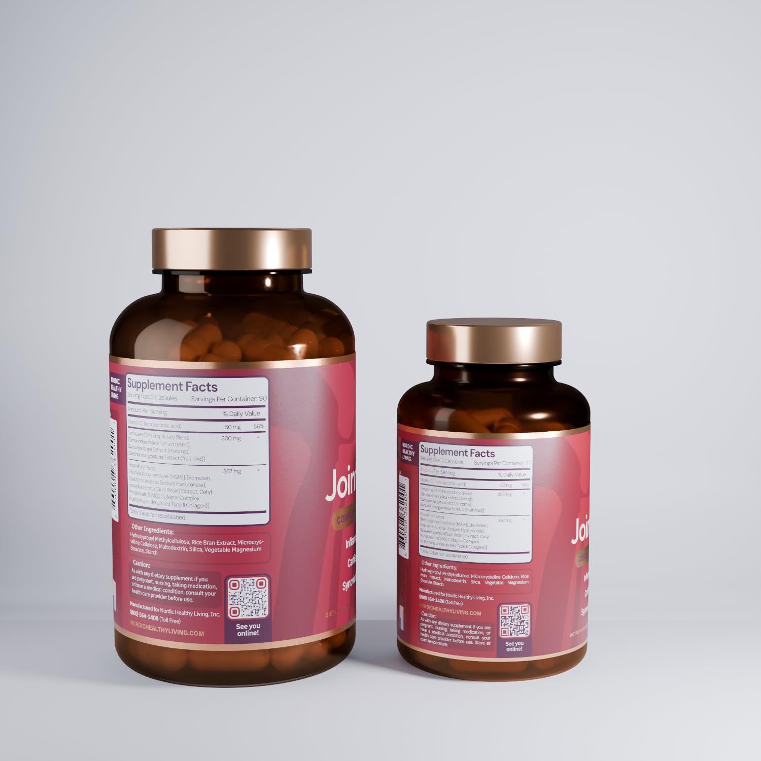 Nordic Healthy Living Joint Food bottle back lists ingredients and dosage guidance