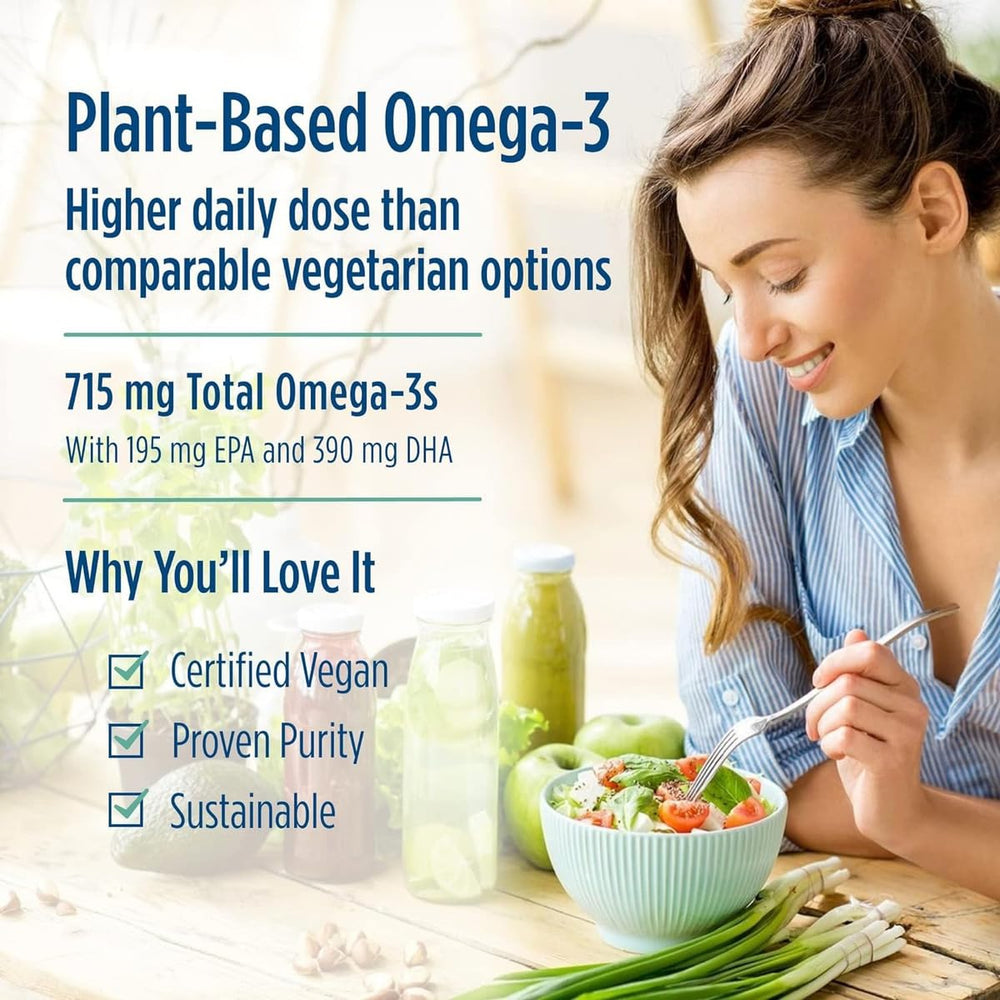 Nordic Naturals Algae Omega microalgae source illustration, emphasizing sustainable origin