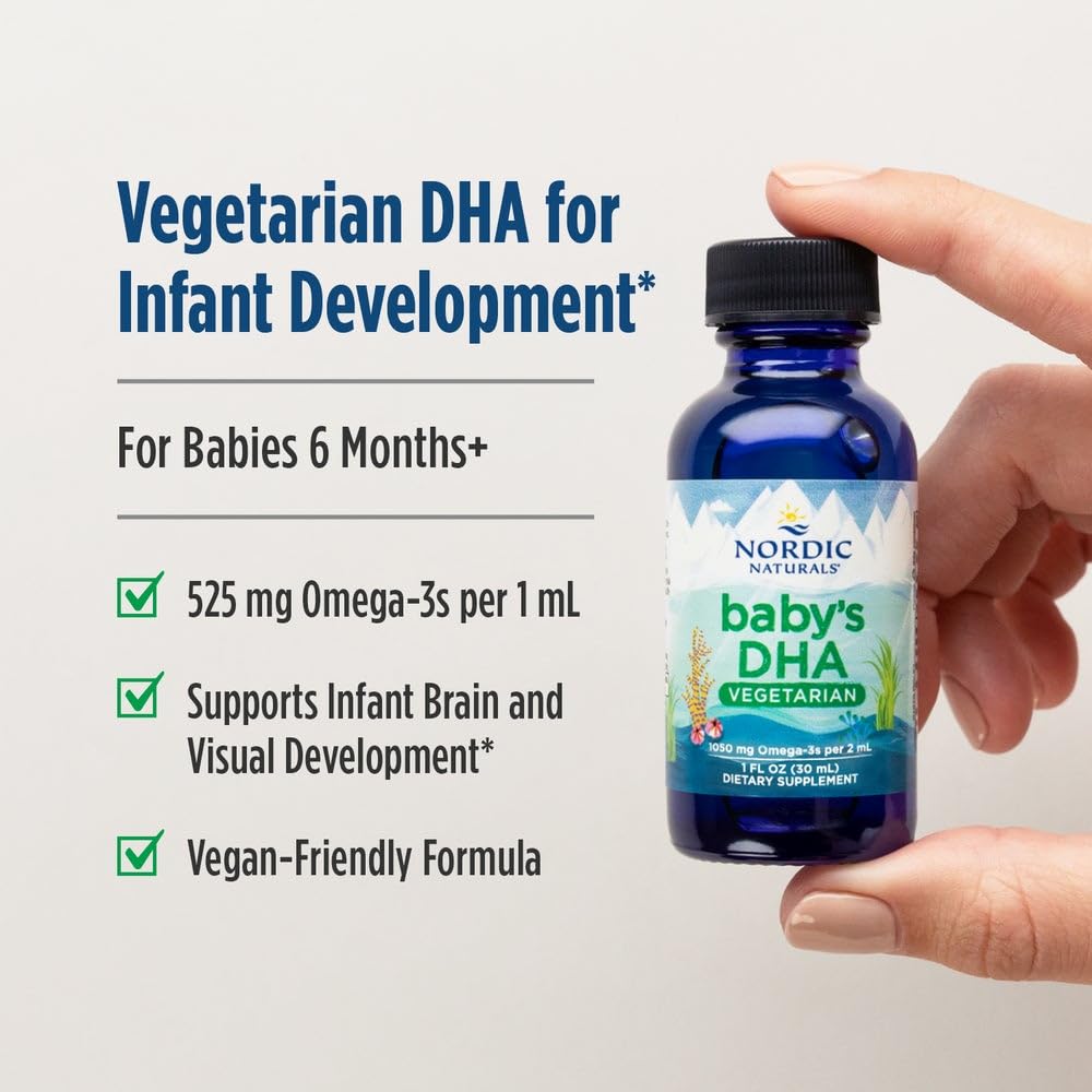 Nordic Naturals Baby’s DHA Vegetarian baby feeding scene with dropper