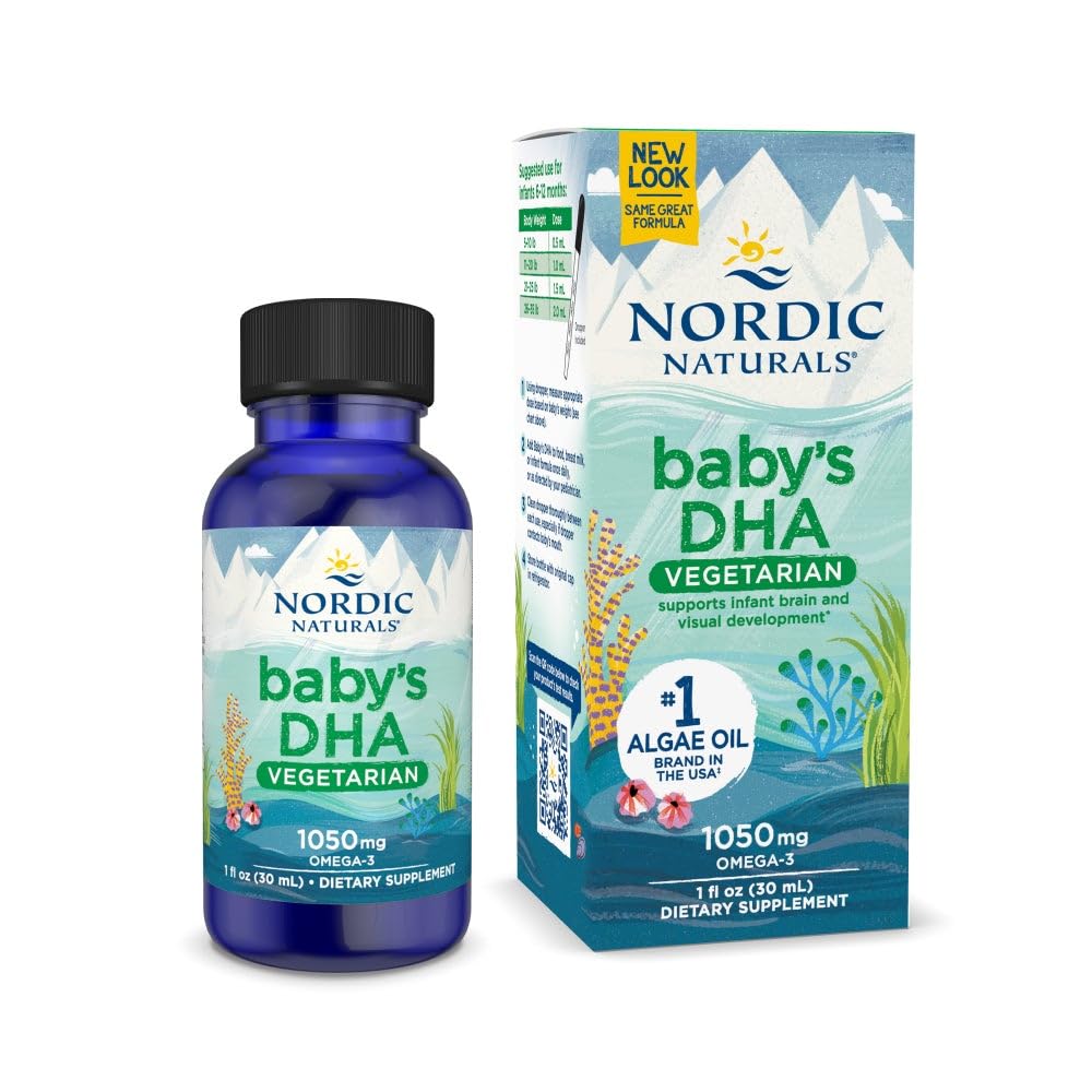 Nordic Naturals Baby’s DHA Vegetarian bottle front showing vegan omega-3 for infants