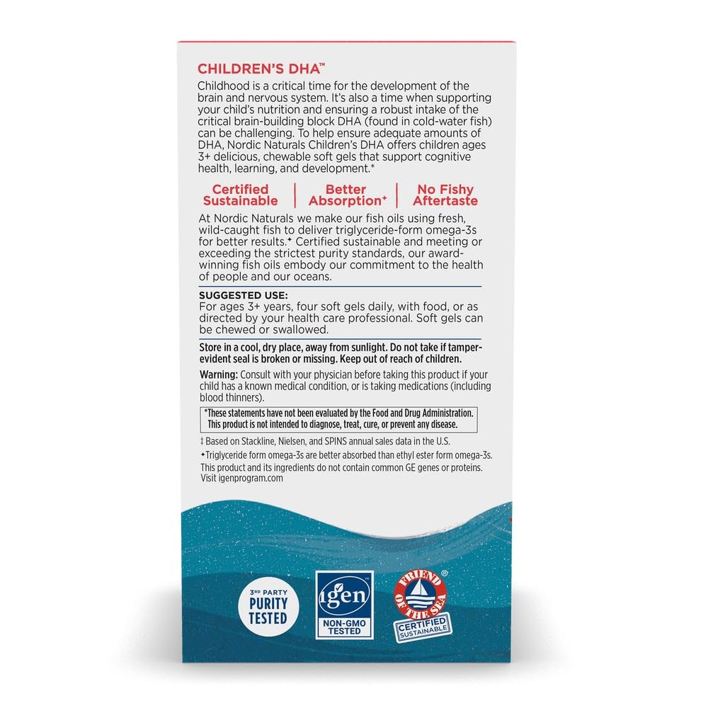 Nordic Naturals Children's DHA omega-3 chew with EPA and DHA for brain-friendly nutrition.