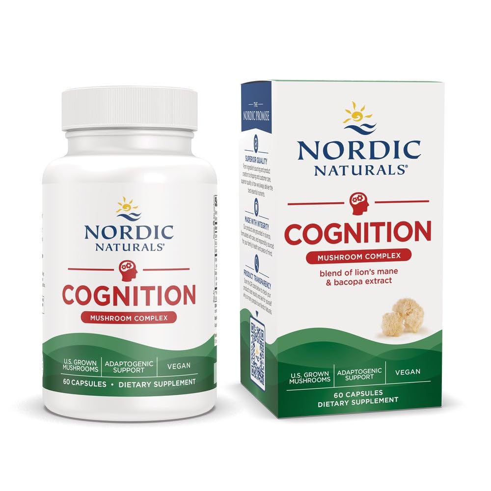 Nordic Naturals Cognition Mushroom Complex bottle for daily focus support