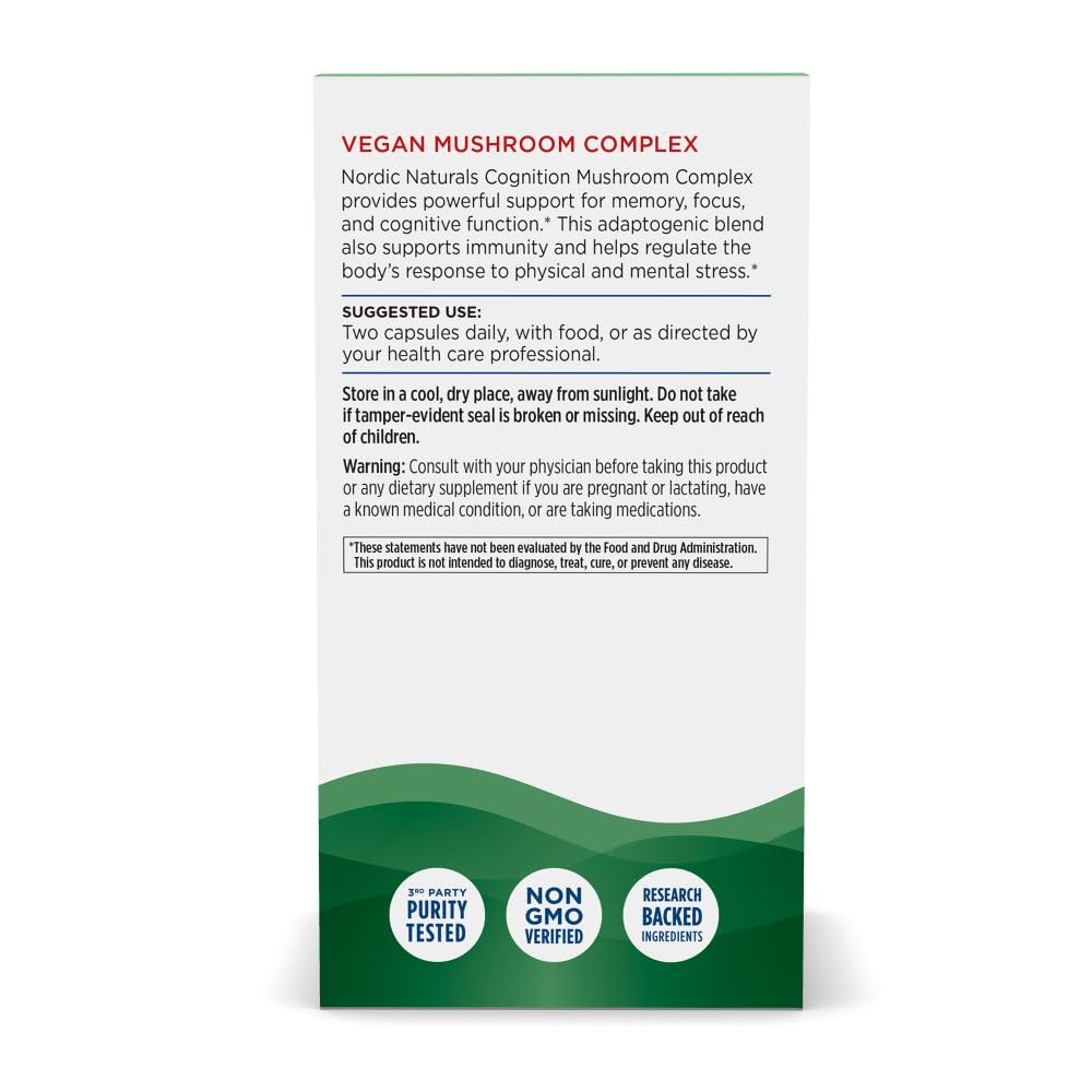 Cognition Mushroom Complex label highlights Lion's Mane and Bacopa ingredients