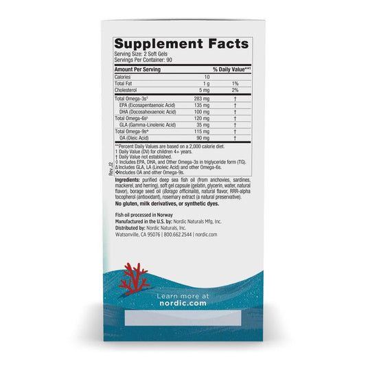 Nordic Naturals Complete Omega Jr. lemon bottle side view showing dosing for kids