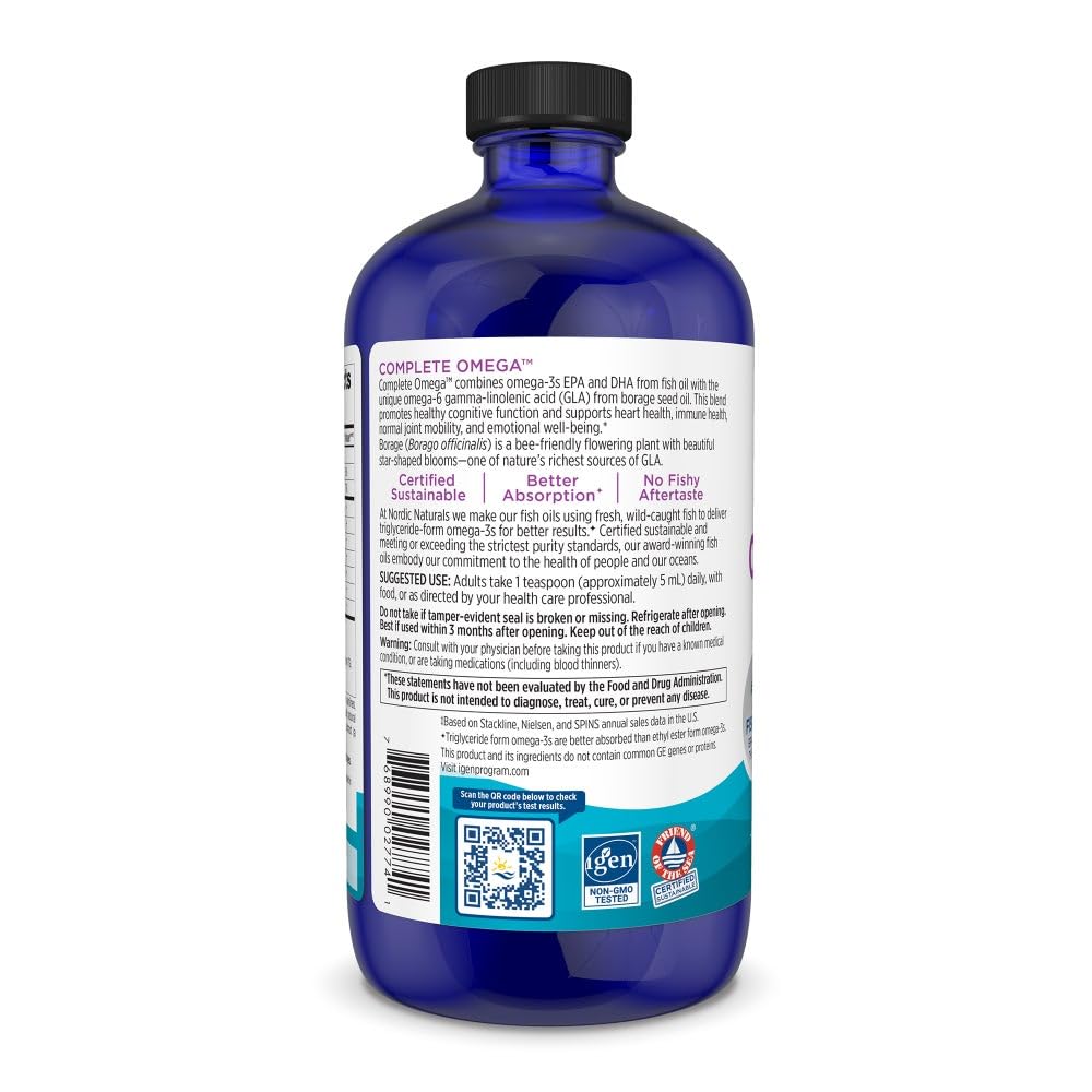 Nordic Naturals Complete Omega lemon label-closeup highlights GLA and omega-3 blend.