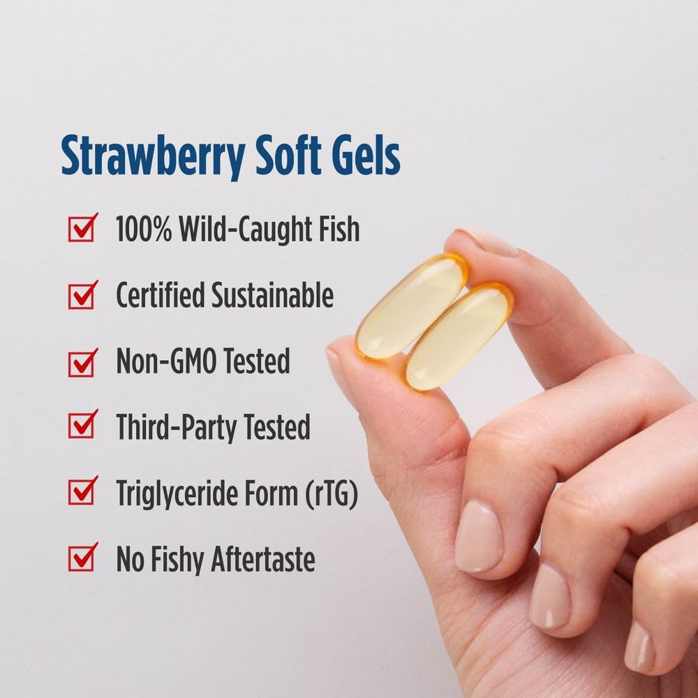 Nordic Naturals DHA Xtra strawberry eco-friendly production seal underscores ethical innovation.