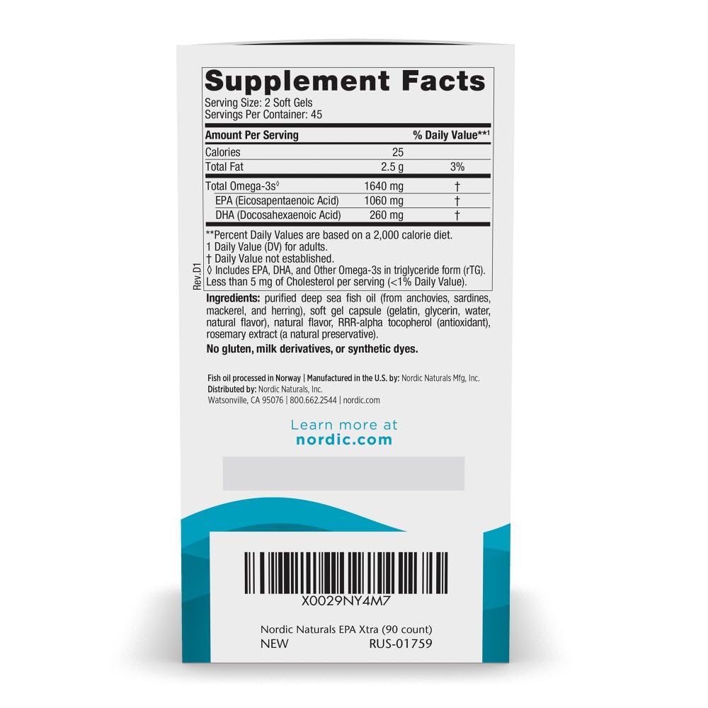 Nordic Naturals EPA Xtra bottle pour emphasizes lemon flavor and easy dosing.