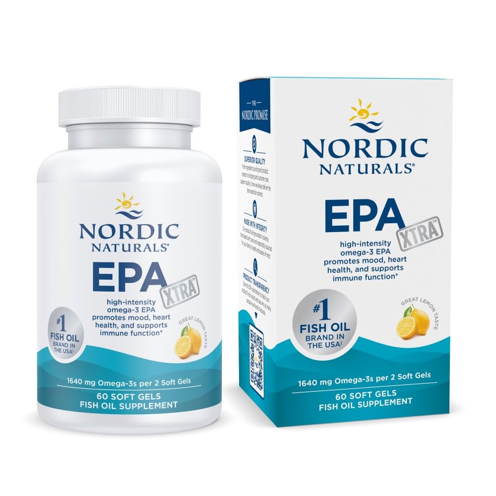 Nordic Naturals EPA Xtra lemon bottle front highlighting high-potency omega-3 for mood support
