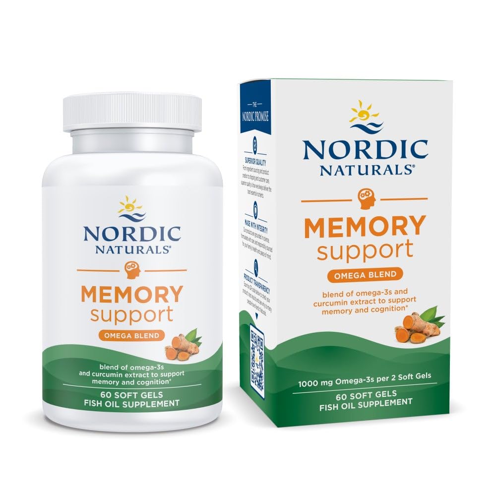 Nordic Naturals Memory Support Curcumin bottle for daily cognitive clarity.