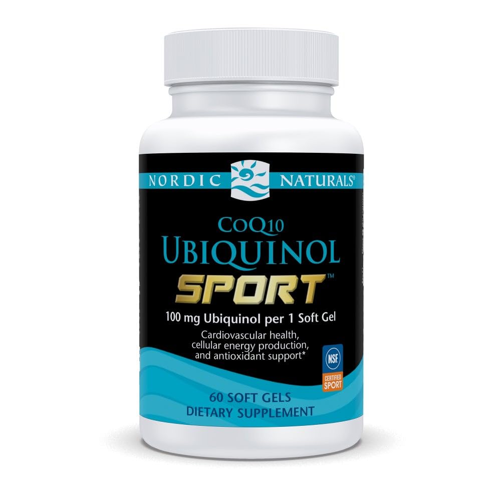 Nordic Naturals Nordic CoQ10 Ubiquinol Sport bottle supports everyday energy.