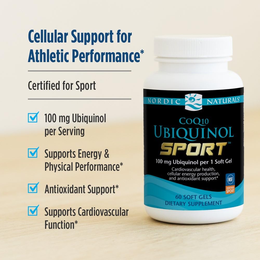 Supplement facts panel for Nordic Naturals CoQ10 Ubiquinol Sport reveals 60 mini gels.