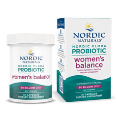 Nordic Naturals Nordic Flora Probiotic Women’s Balance bottle pour supports daily gut balance
