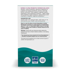 Nordic Naturals Nordic Flora Probiotic Women’s Balance label detail emphasizes purity and vegan formula