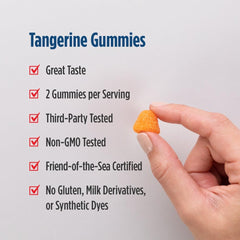 Nordic Naturals Nordic Omega-3 Gummies Tangerine label highlights purity and third-party testing
