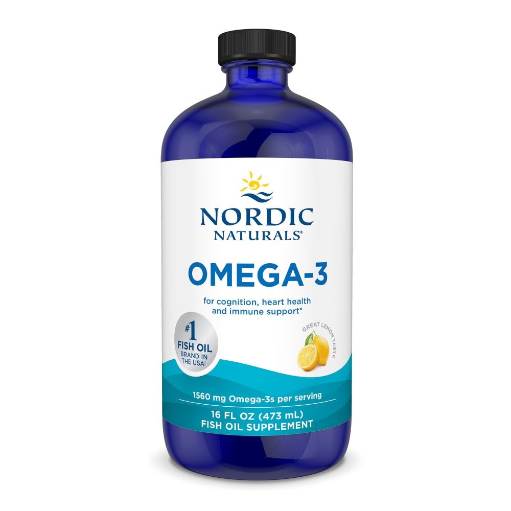 Nordic Naturals Omega-3 lemon bottle front supports heart and brain health with great taste
