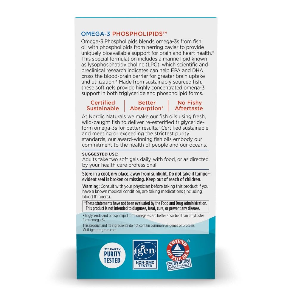 Nordic Naturals Omega-3 Phospholipids phospholipid formula for enhanced absorption.