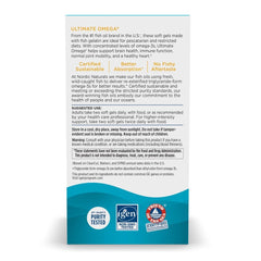 Nordic Naturals Ultimate Omega bottle label emphasizing purity and non-GMO ingredients