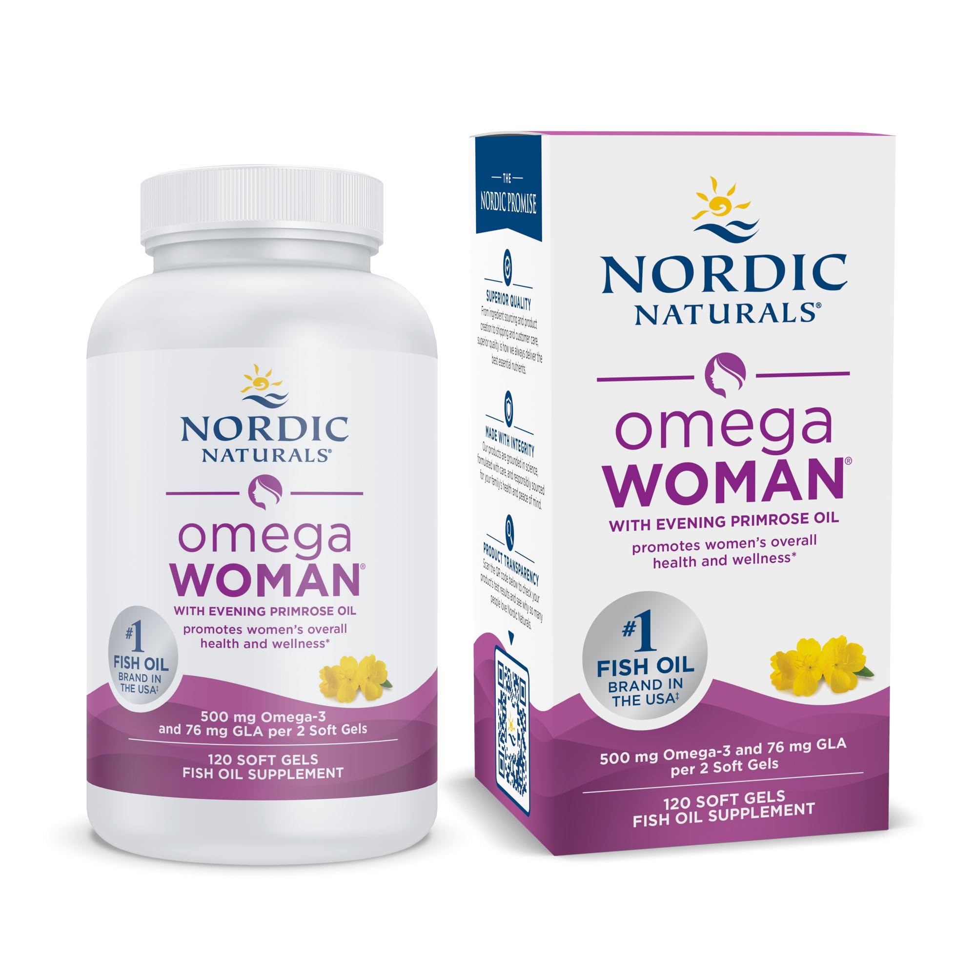 Nordic Naturals Omega Woman lemon bottle for easy daily omega-3 routine.