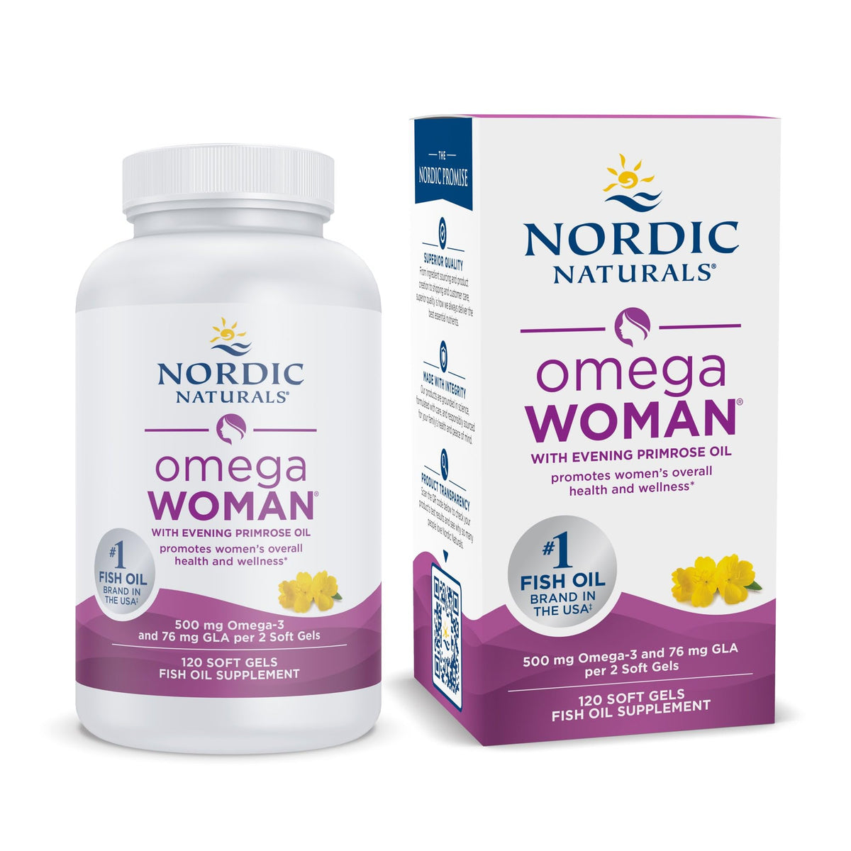 Nordic Naturals Omega Woman lemon bottle for easy daily omega-3 routine.